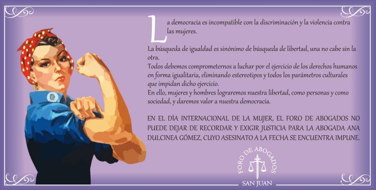 8 de Marzo: Salutación del Directorio del Foro de Abogados en el Día de la Mujer