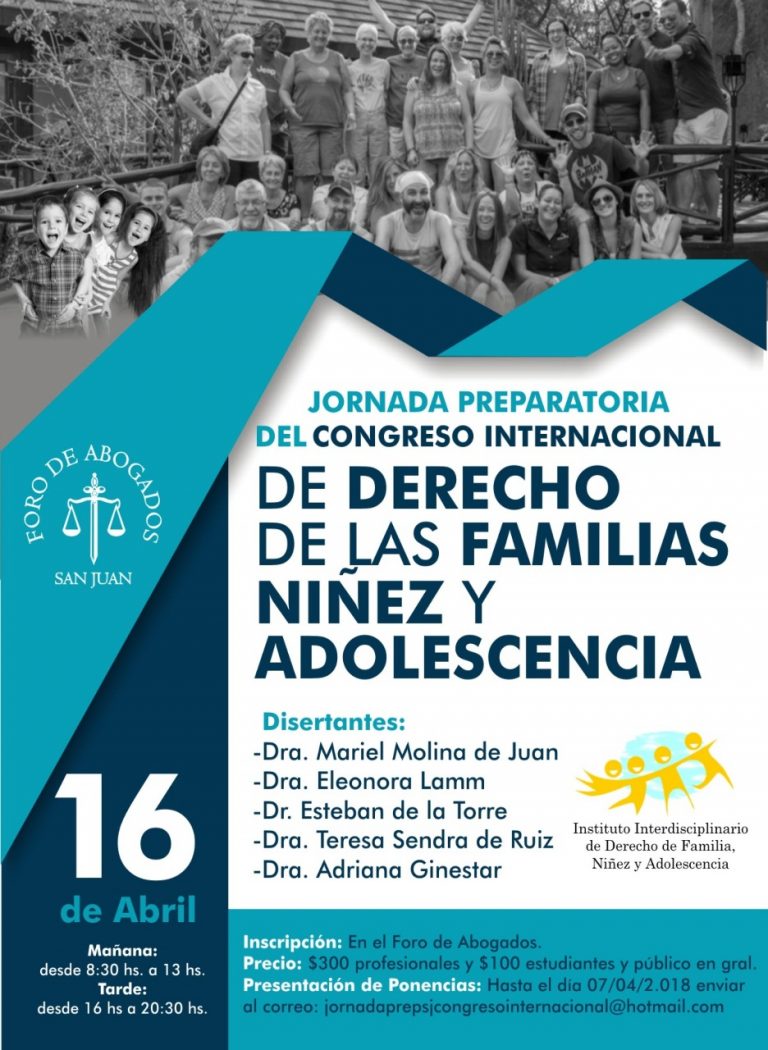 16-04-2018: JORNADAS PREPARATORIAS DEL CONGRESO INTERNACIONAL DE DERECHO DE LAS FAMILIAS