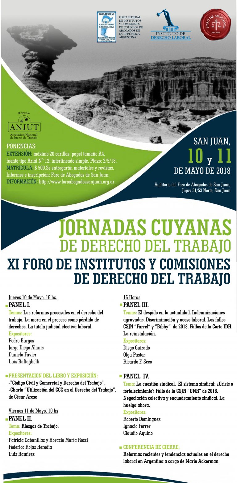 10 y 11 de Mayo Jornadas Cuyanas de Derecho del Trabajador