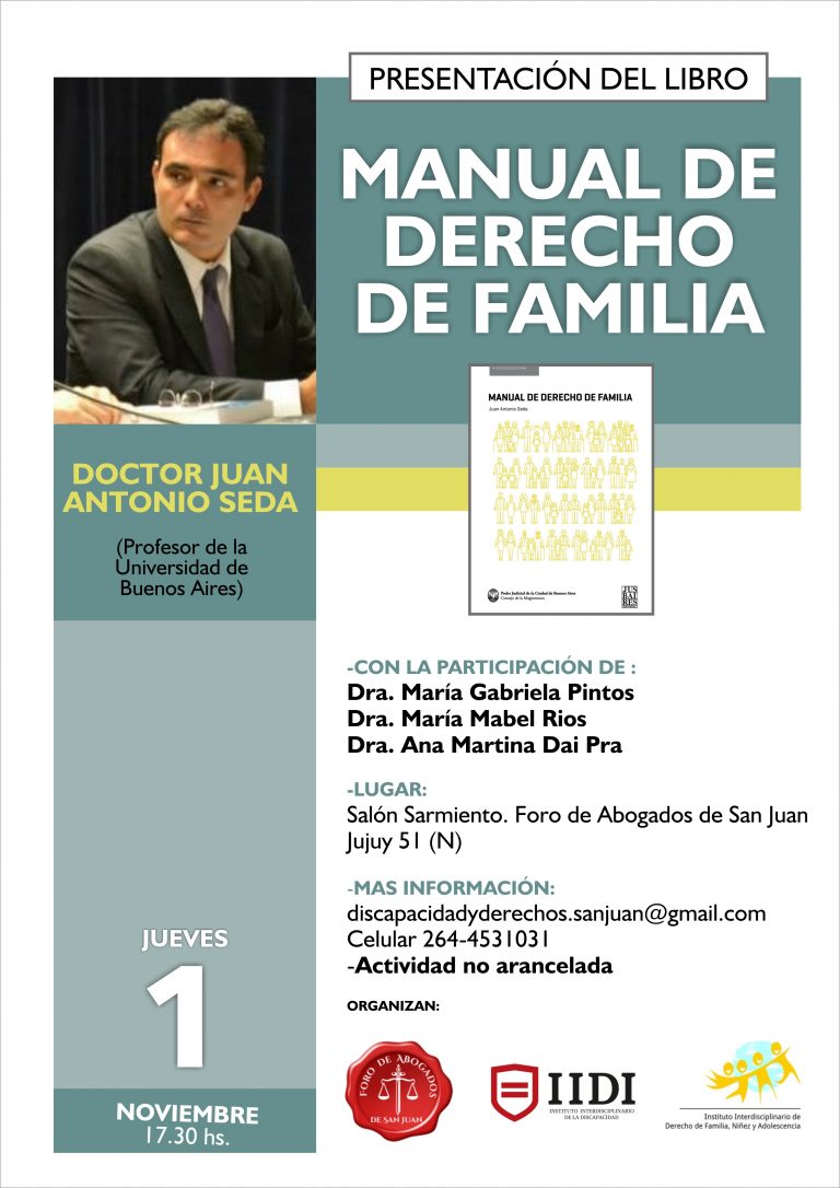 1/11: PRESENTACIÓN DEL LIBRO: MANUAL DE DERECHO DE FAMILIA