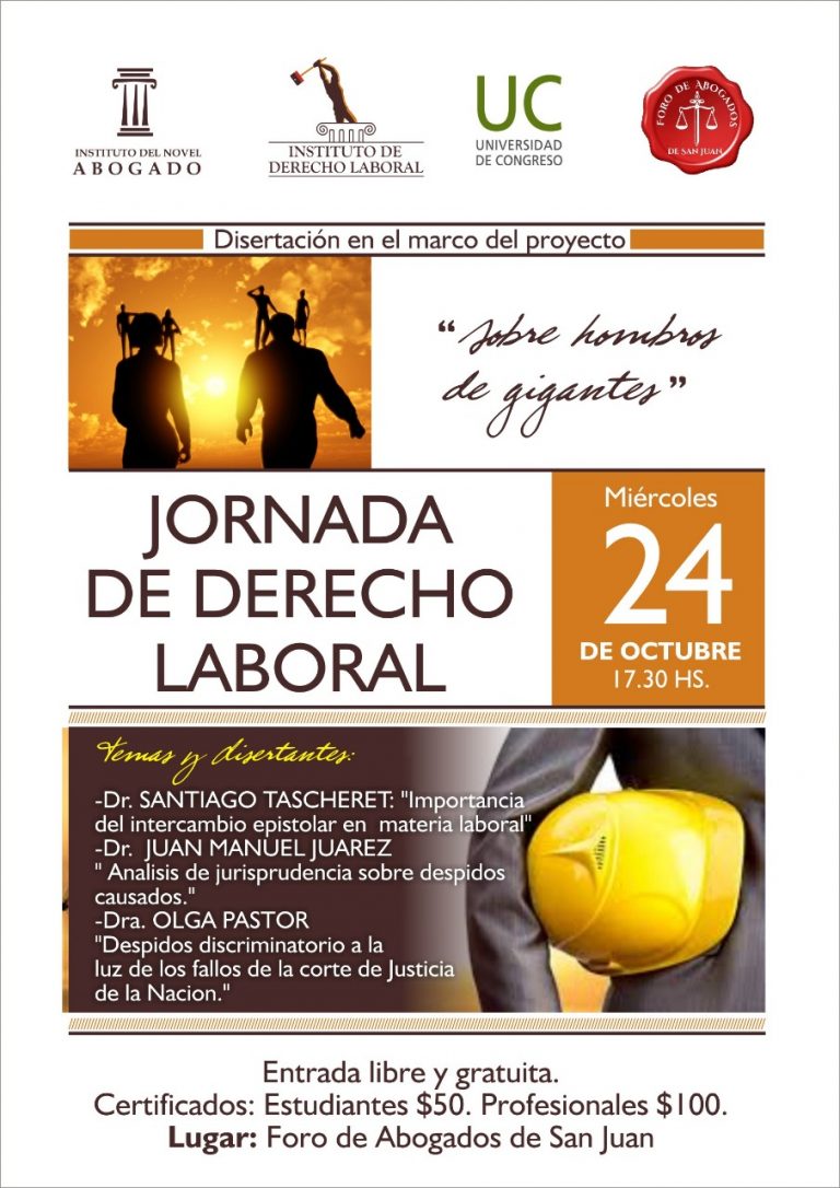 24/10: JORNADA DE DERECHO LABORAL