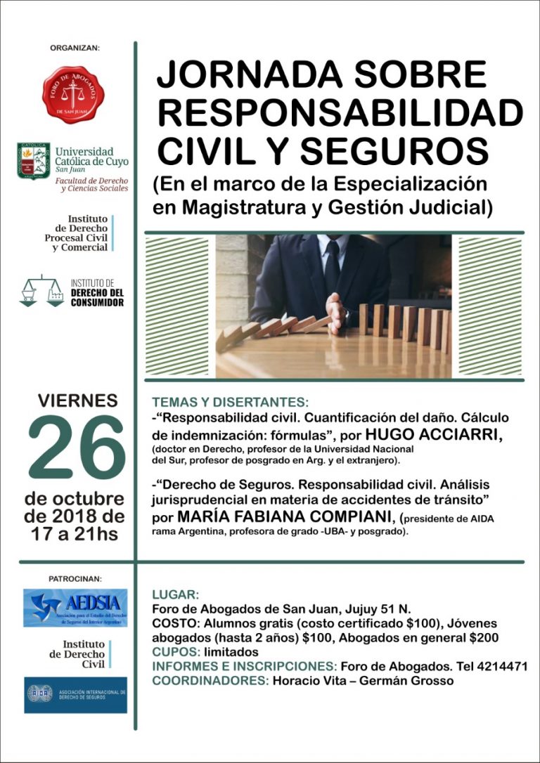 26/10/2018: JORNADA SOBRE RESPONSABILIDAD CIVIL Y SEGUROS