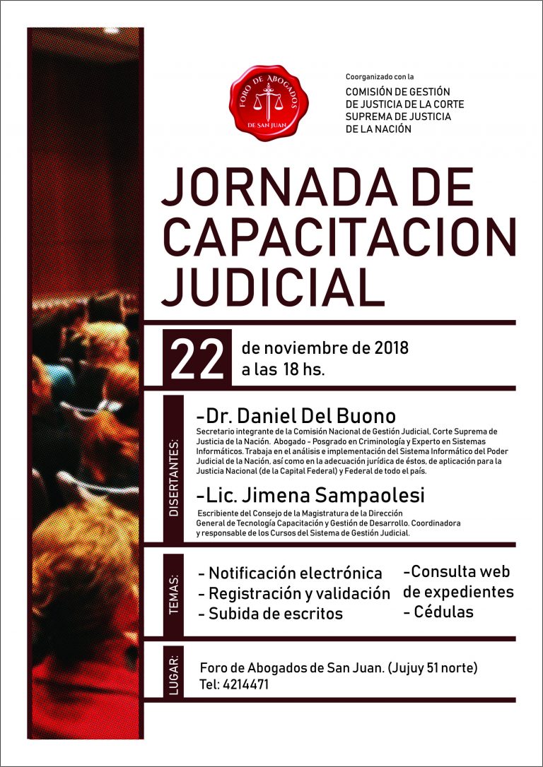 22/11. 18 HS. JORNADA DE CAPACITACION JUDICIAL