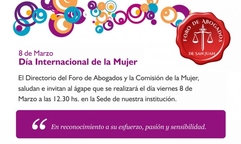 8 de Marzo: Invitación al ágape Día de la Mujer