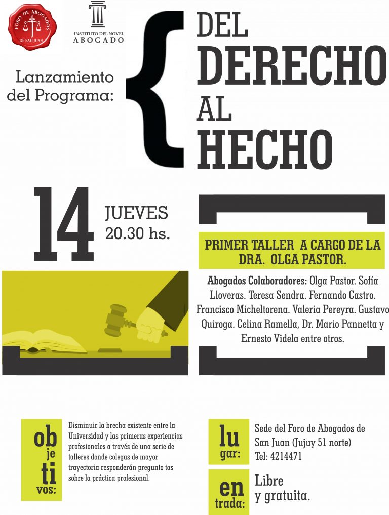 LANZAMIENTO PROGRAMA – DEL DERECHO AL HECHO 14-03-19 – 20.30 HS