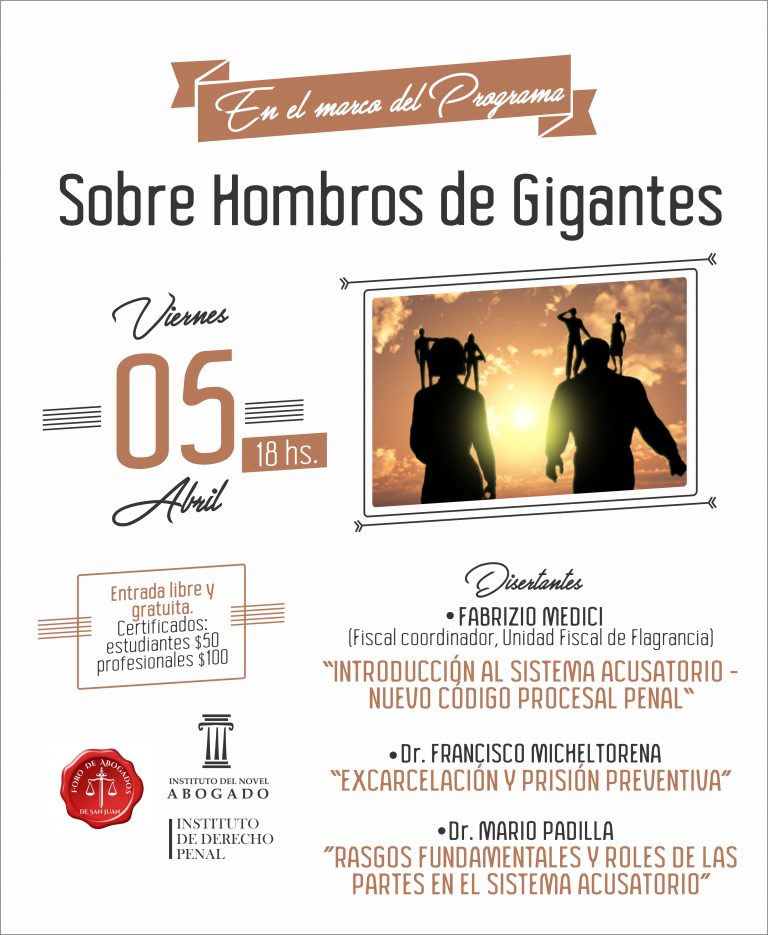 5/4/2019: DISERTACIÓN EN EL MARCO DEL PROYECTO “SOBRE HOMBROS DE GIGANTES”