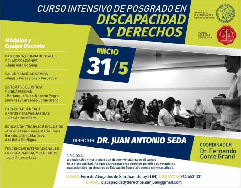Nuevo curso intensivo de posgrado “Discapacidad y Derechos”, comienza el 31 de mayo.
