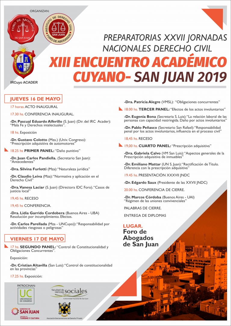 XIII ENCUENTRO ACADÉMICO CUYANO – SAN JUAN 2019