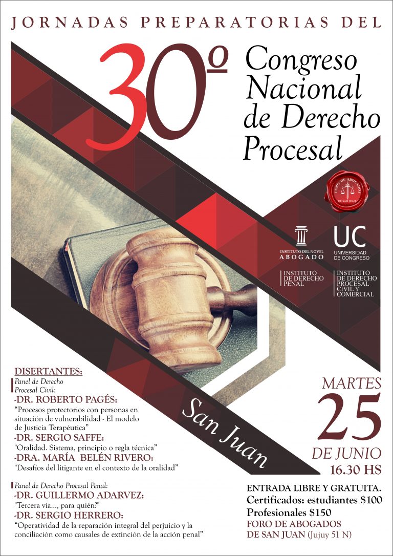 Jornadas Preparatorias del XXX Congreso Nacional de Derecho Procesal. Día 25/6