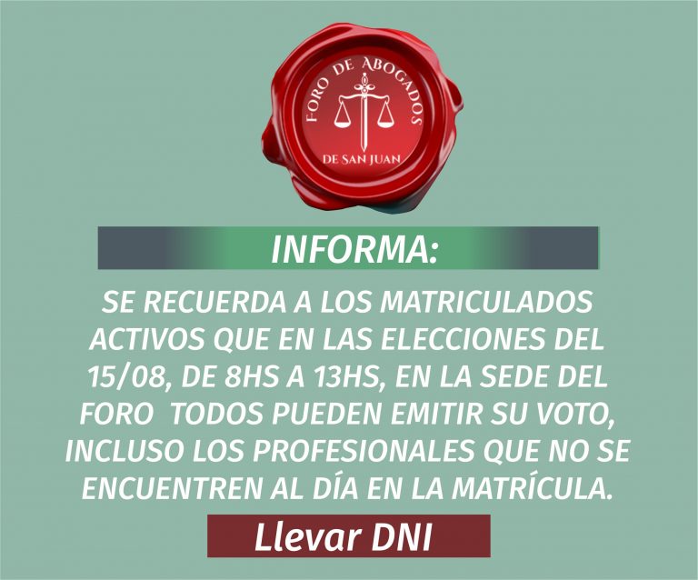COMUNICADO ELECCIONES 15/8