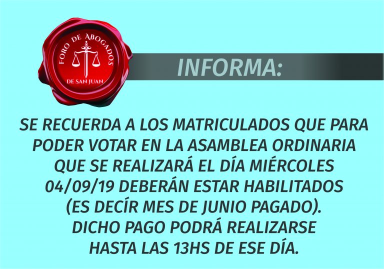 FORO DE ABOGADOS INFORMA