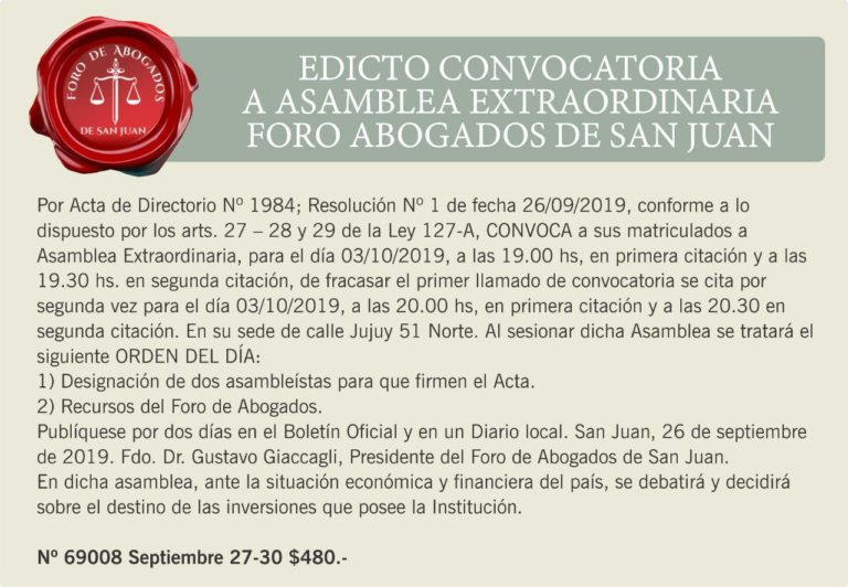 CONVOCATORIA ASAMBLEA EXTRAORDINARIA