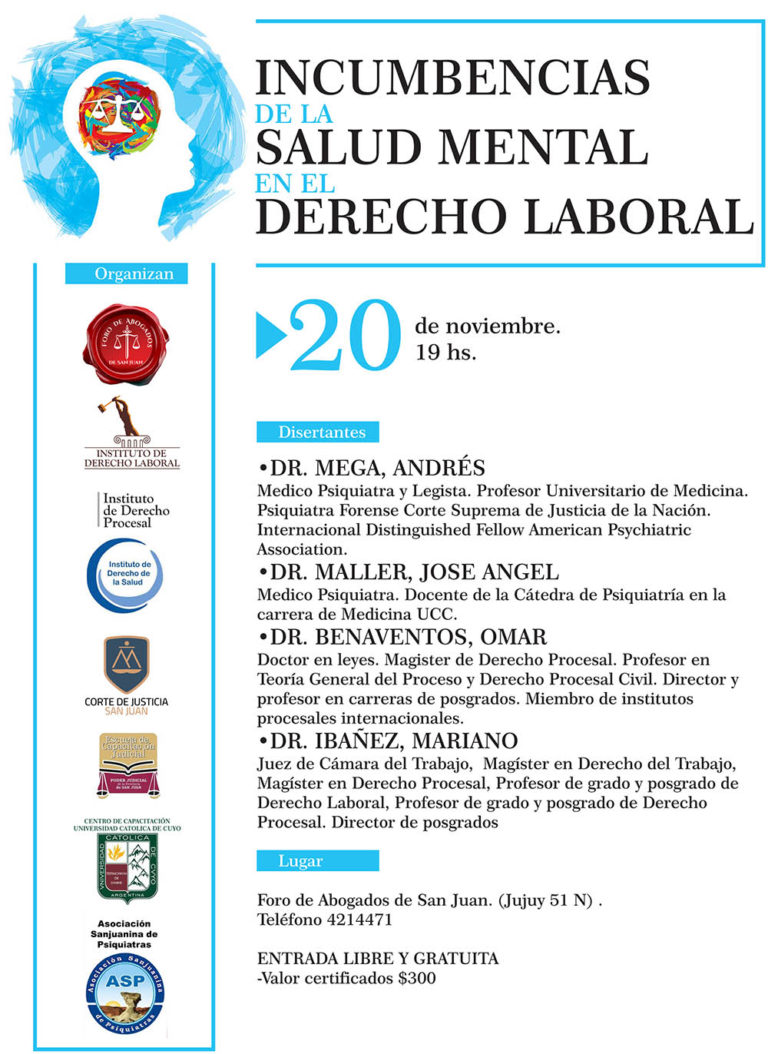 20/11: INCUMBENCIAS DE LA SALUD MENTAL EN EL DERECHO LABORAL
