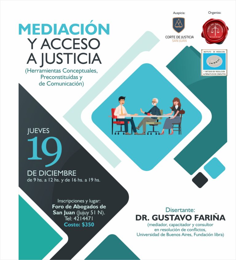 SE SUSPENDE HASTA NUEVO AVISO JORNADA DE MEDIACIÓN DEL 19/12