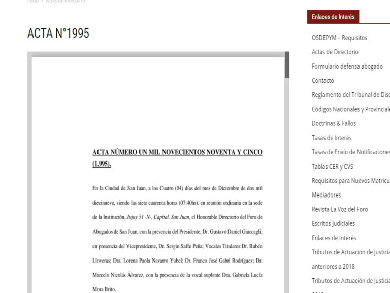 PUBLICACIÓN DE NUEVAS ACTAS DE DIRECTORIO