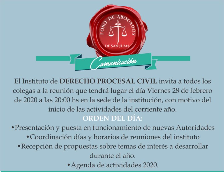 El Instituto de Derecho Procesal Civil invita:
