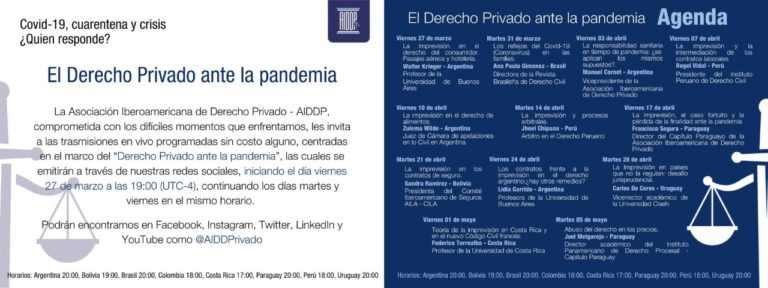 SERIE DE CONFERENCIAS: EL DERECHO PRIVADO ANTE LA PANDEMIA