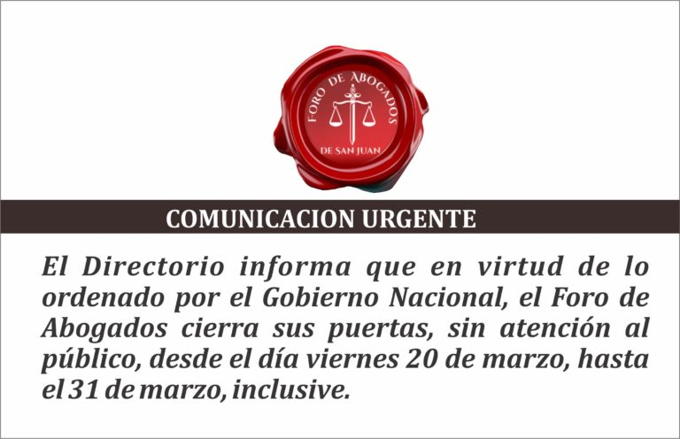 COMUNICACIÓN URGENTE