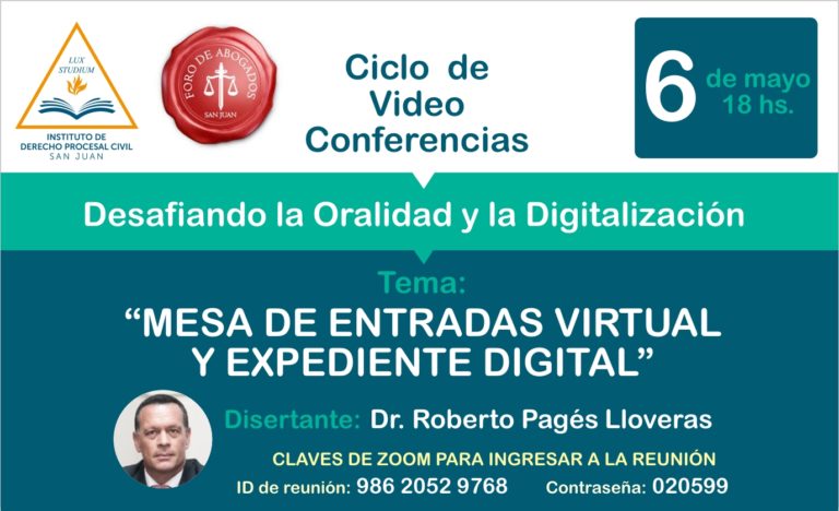 CICLO DE VIDEO CONFERENCIAS -INSTITUTO DE DERECHO PROCESAL CIVIL-