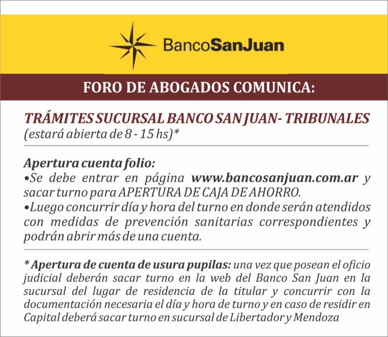 CÓMO REALIZAR TRÁMITES EN BANCO SAN JUAN- SUCURSAL TRIBUNALES