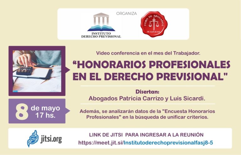 8/5: VIDEO CONFERENCIA INSTITUTO DE DERECHO PREVISIONAL