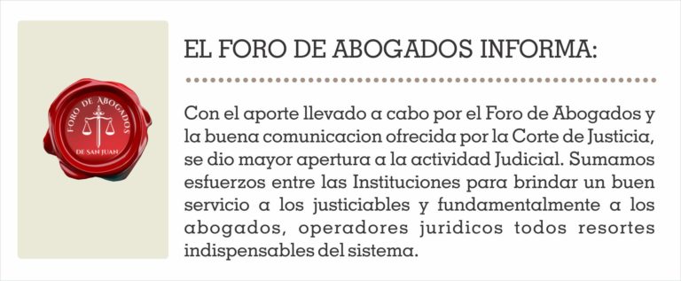 EL FORO DE ABOGADOS INFORMA