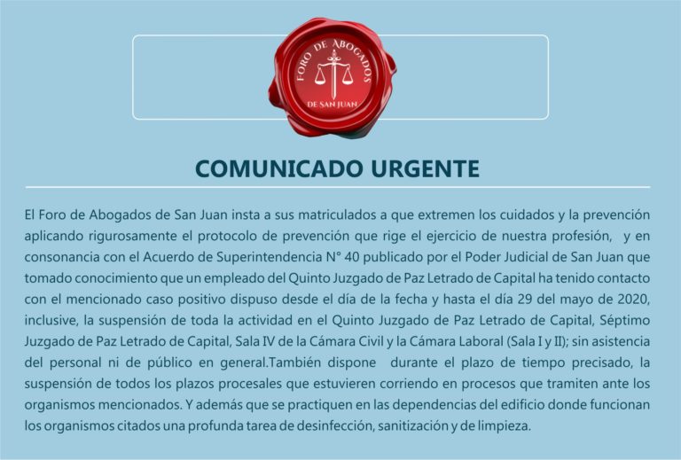 COMUNICACIÓN URGENTE