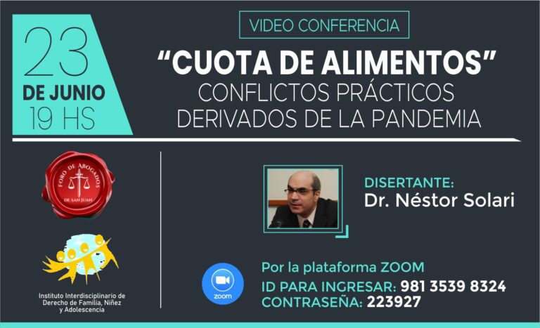 23/6: Video Conferencia “Cuotas Alimentos”