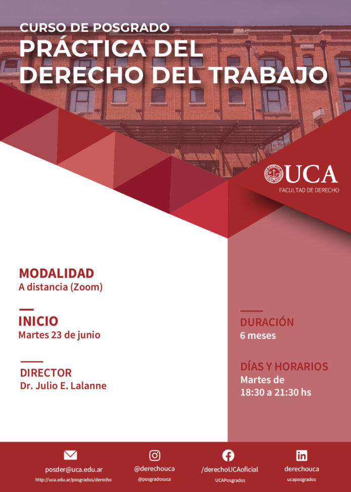 PARTICIPAR AQUÍ DEL SORTEO DE 2 BECAS CURSO DE POSGRADO “PRACTICA DEL DERECHO DEL TRABAJO”