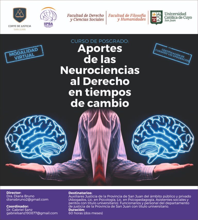 CURSO DE POSGRADO EN NEUROCIENCIAS Y DERECHO (Inscribirse aquí)