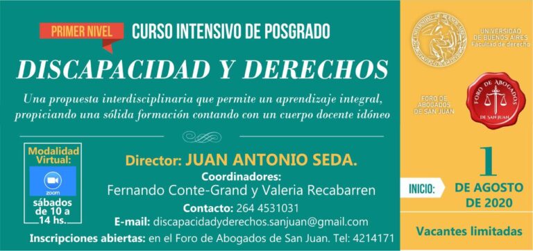 CURSO INTENSIVO DE POSGRADO “DISCAPACIDAD Y DERECHO”