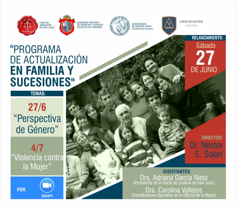 27/6: RELANZAMIENTO POSGRADO EN DERECHO DE FAMILIA