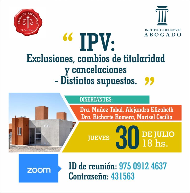 30/7: VIDEO CHARLA INSTITUTO JOVEN ABOGADO