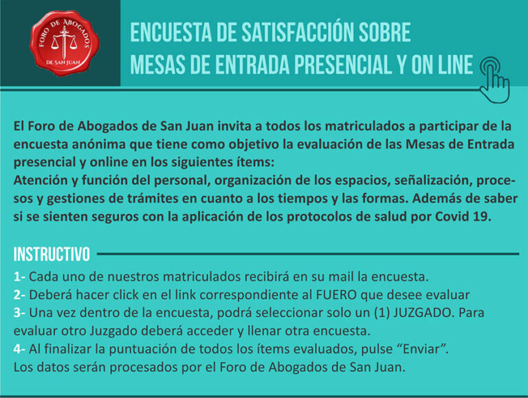 Encuesta de satisfacción sobre Mesa de Entrada Presencial y Online