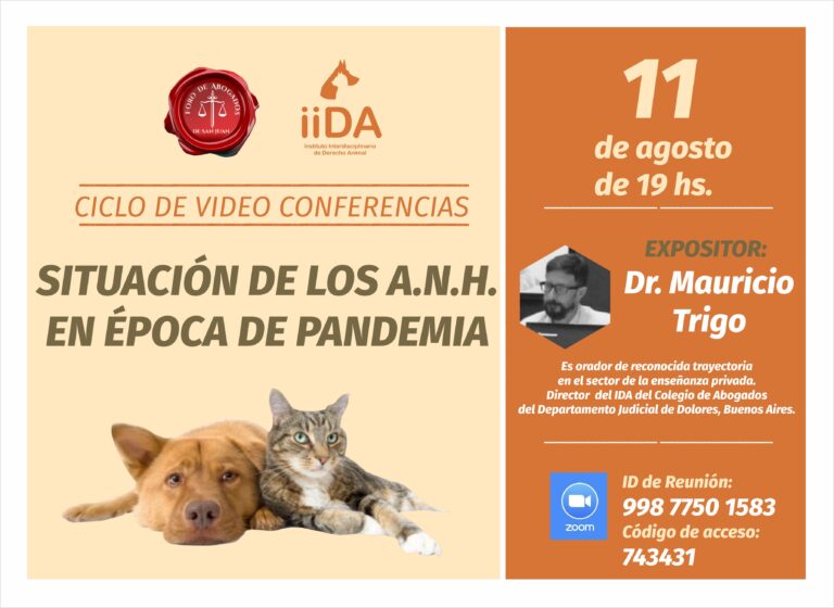 11/8: CICLO DE CONFERENCIAS SOBRE DERECHO ANIMAL