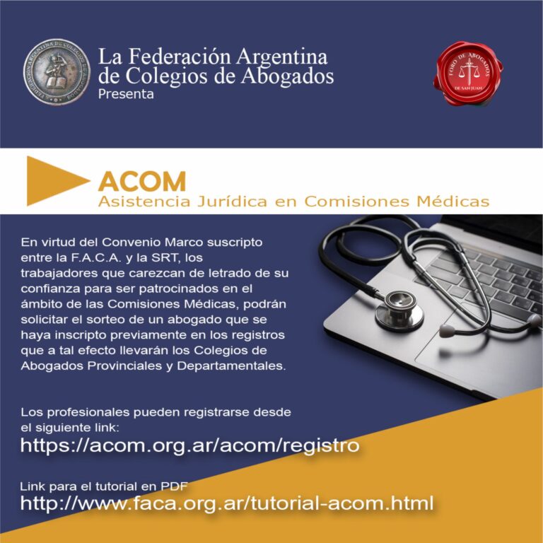 ASISTENCIA JURÍDICA EN COMISIONES MÉDICAS (F.A.C.A.)