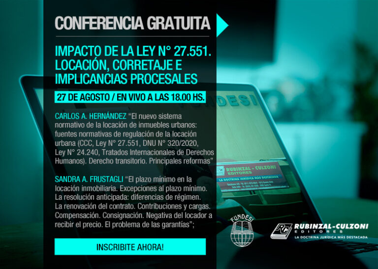 JUEVES 27 DE AGOSTO Conferencia Gratuita en vivo sobre la Nueva Ley de Alquileres