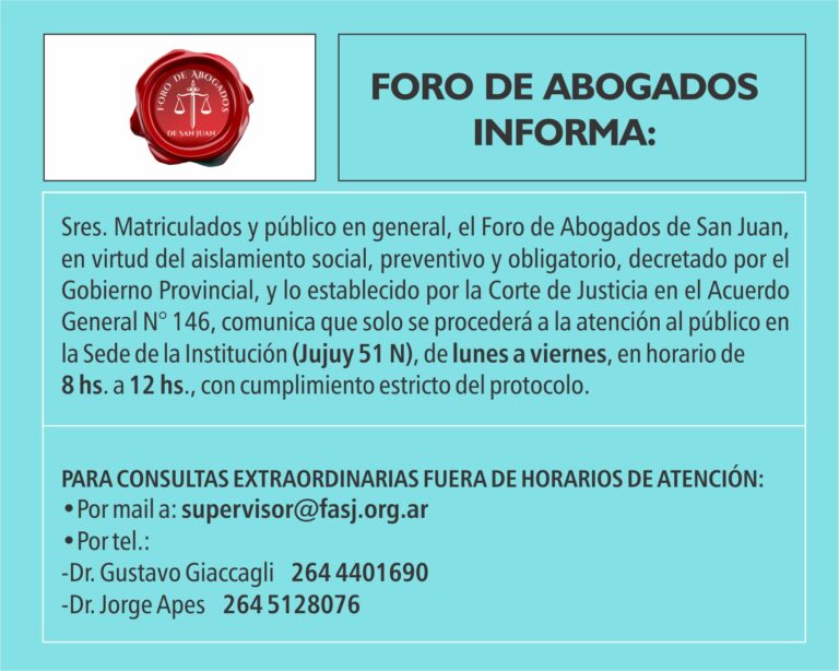 FORO DE ABOGADOS INFORMA: