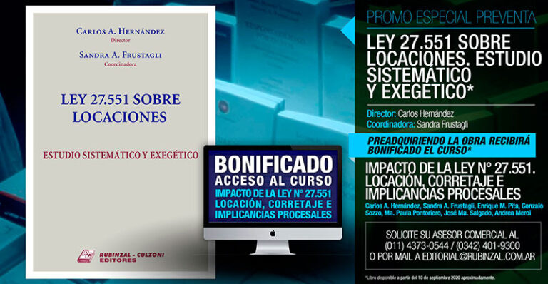 LANZAMIENTO nuevo libro sobre “Locaciones Ley 27551” del Dr. Carlos A. Hernández.