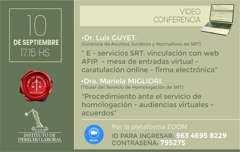 10/9: CONFERENCIA DERECHO LABORAL