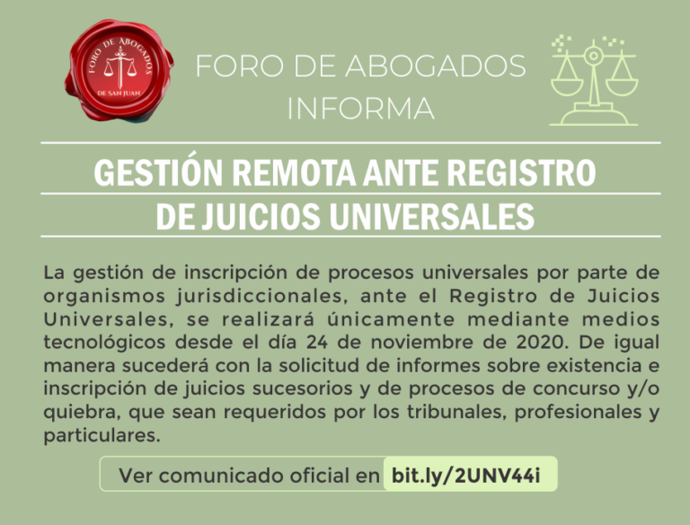 FORO DE ABOGADOS, INFORMA:
