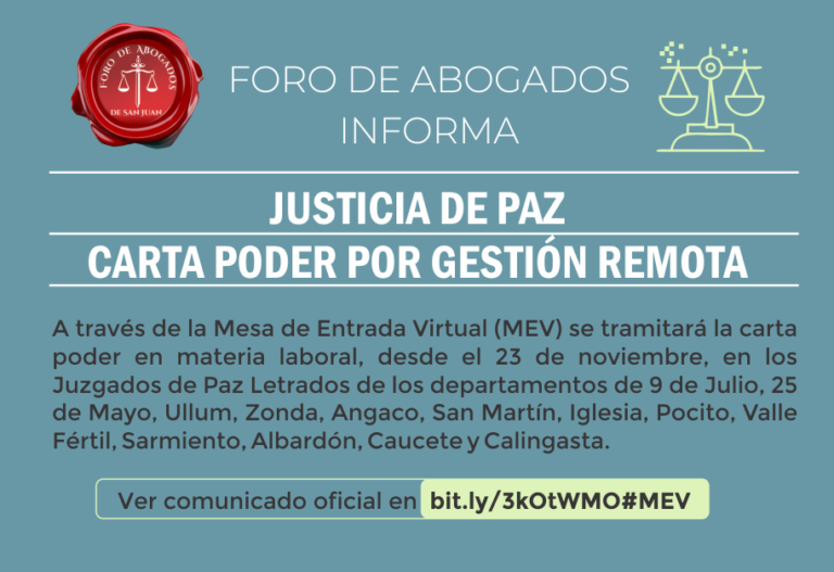 FORO DE ABOGADOS, INFORMA: