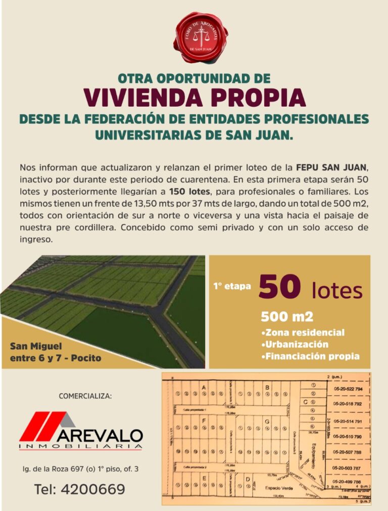 1° LOTEO DE LA FEDERACION DE ENTIDADES PROFESIONALES UNIVERSITARIAS  ( F.E.P.U.)