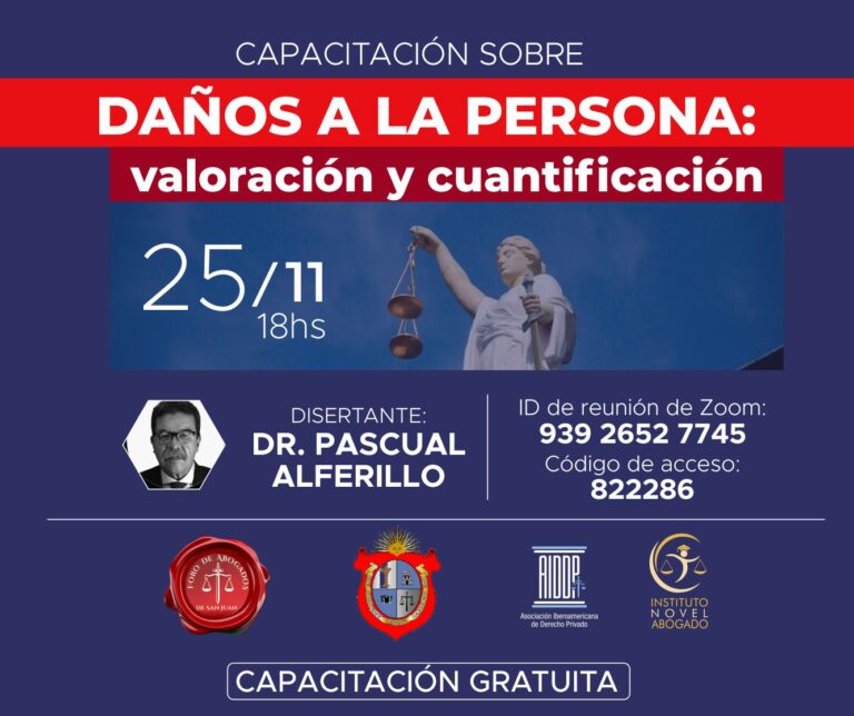 25/11: DAÑOS A LA PERSONA: Valoración y Cuantificación