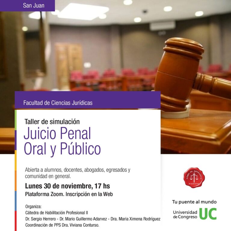 30/11: TALLER JUICIO PENAL  ORAL Y PÚBLICO
