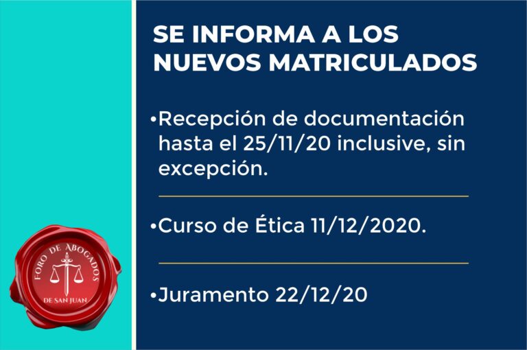 INFORMACION NUEVOS MATRICULADOS