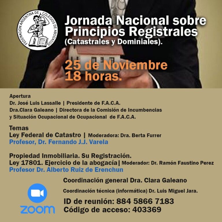 25/11/2020: JORNADA NACIONAL DE PRINCIPIOS REGISTRALES
