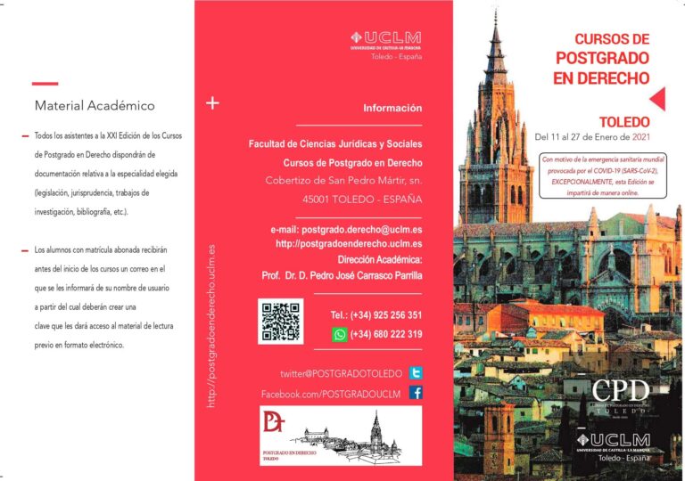 XXI EDICIÓN DE LOS CURSOS DE POSTGRADO EN DERECHO DE LA UNIVERSIDAD DE CASTILLA-LA MANCHA