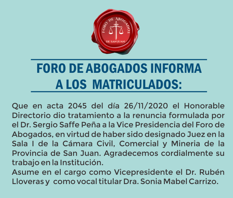 FORO DE ABOGADOS, INFORMA: