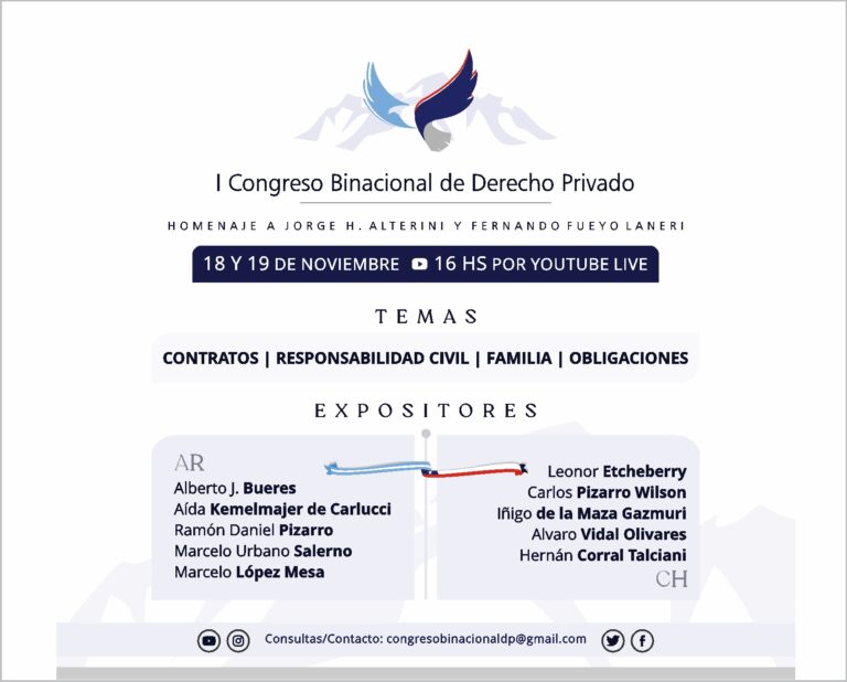 18-19/11: I CONGRESO BINACIONAL DE DERECHO PRIVADO ARGENTINA/CHILE